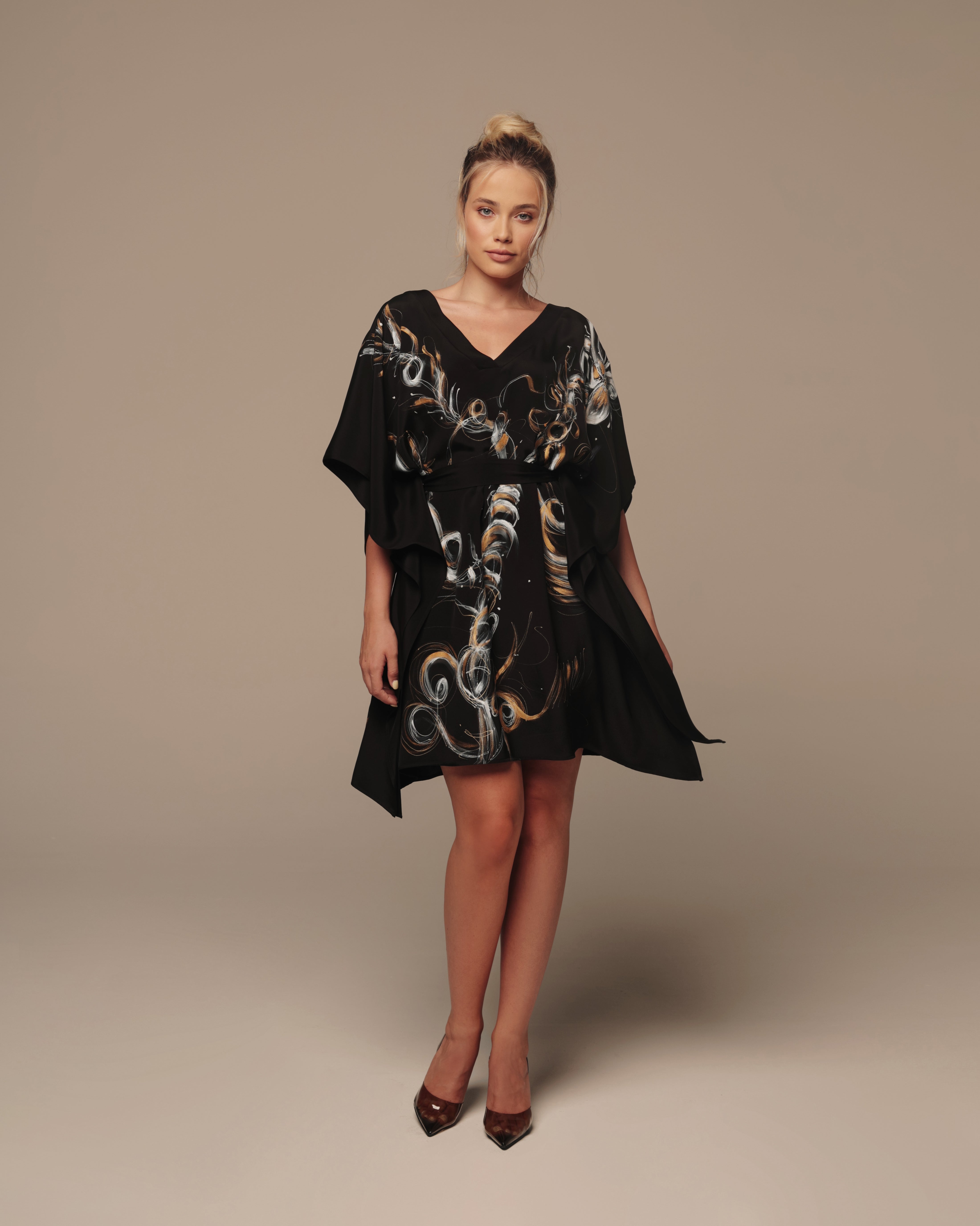 Dahlia V-Neck Caftan Mini Length BALESSA Dahlia V-Neck Caftan Mini Length BALESSA